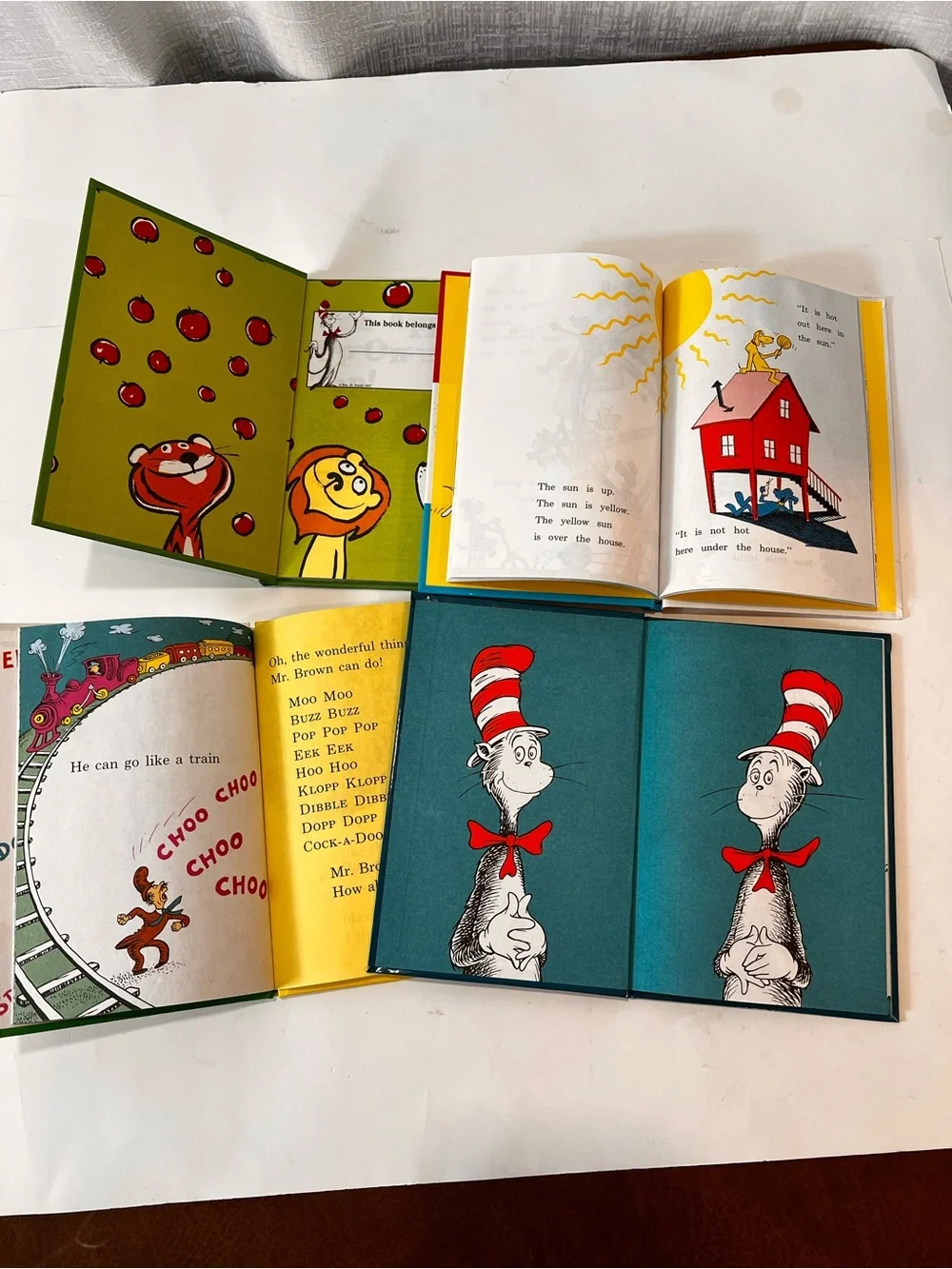 Dr. Seuss Blue Cat in the Hat & Green Ten Apples Up On Top! Book Lot of 4